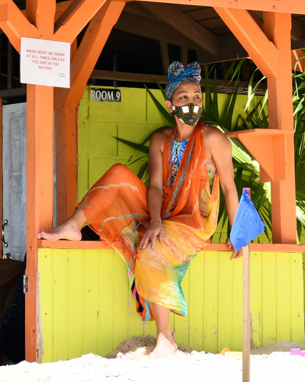 Sharon Rowley, the wife of Prime Minister Dr Keith Rowley, took in the sun, sea, and sand at Pigeon Point Heritage Park, Tobago, yesterday, as the country celebrated Good Friday.