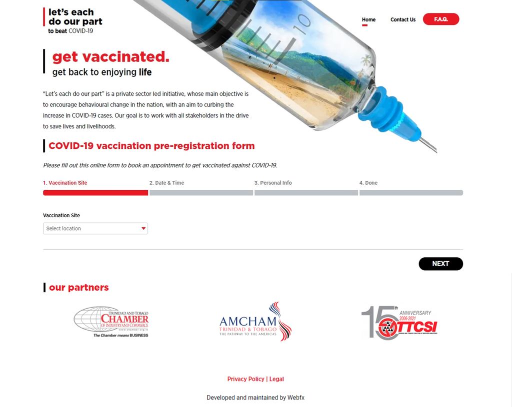 The vaccinate.org.tt website. 