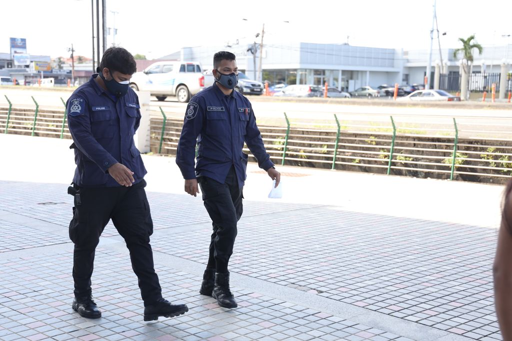 Two police officers are on the way to get their COVID-19 Astrazeneca jabs at SAPA on Wednesday.