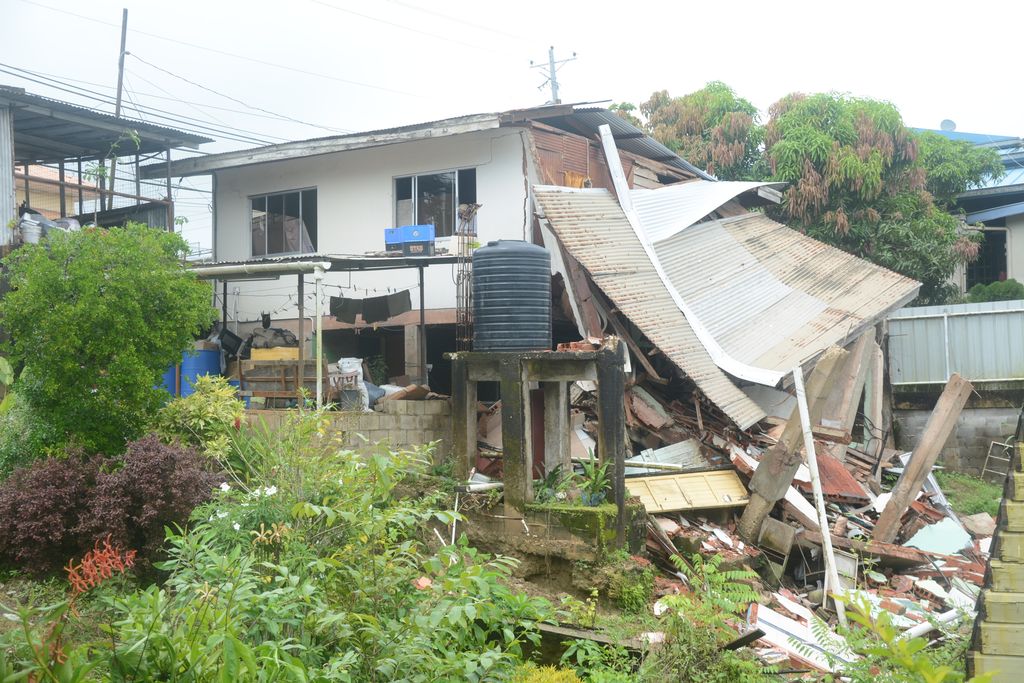 House affected by landslip collapses after heavy rains - Trinidad Guardian