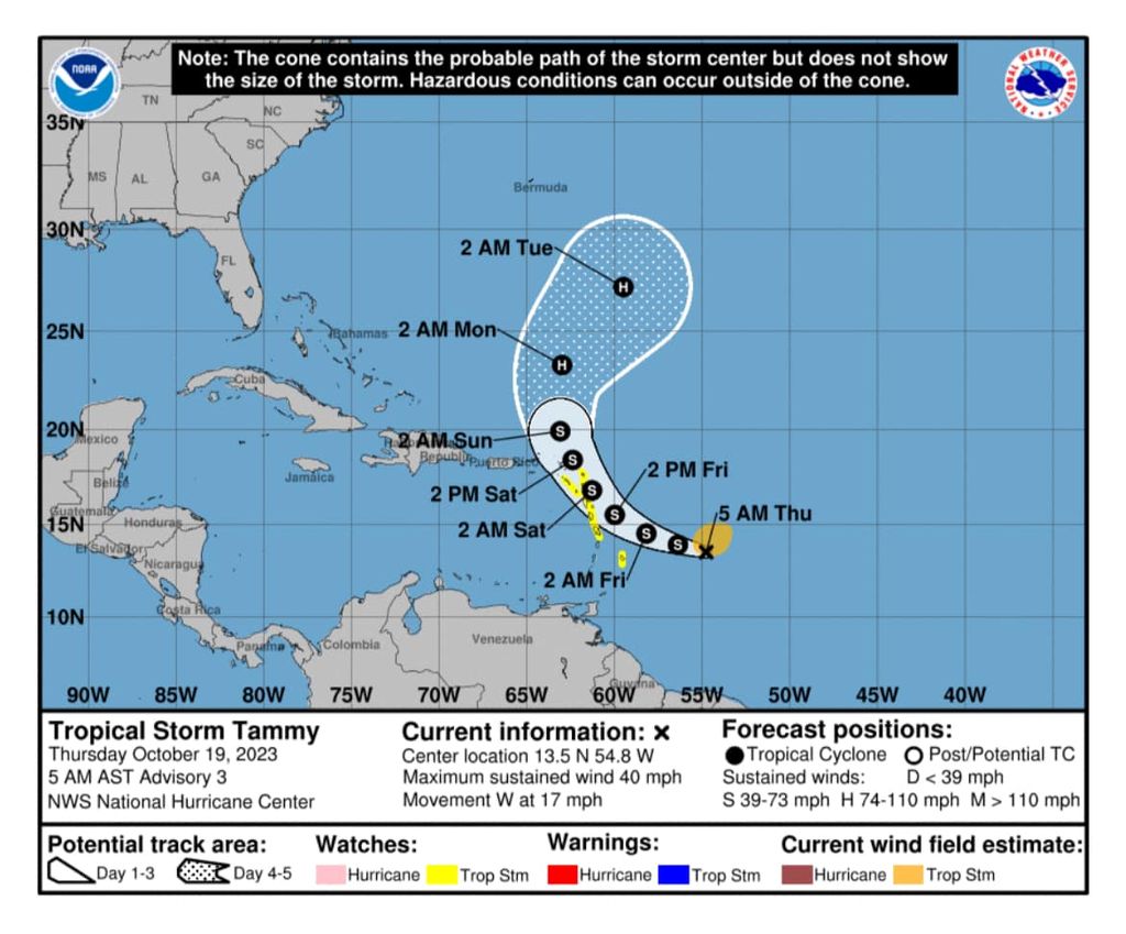 Tropical Storm Tammy maintains westward track - Trinidad Guardian