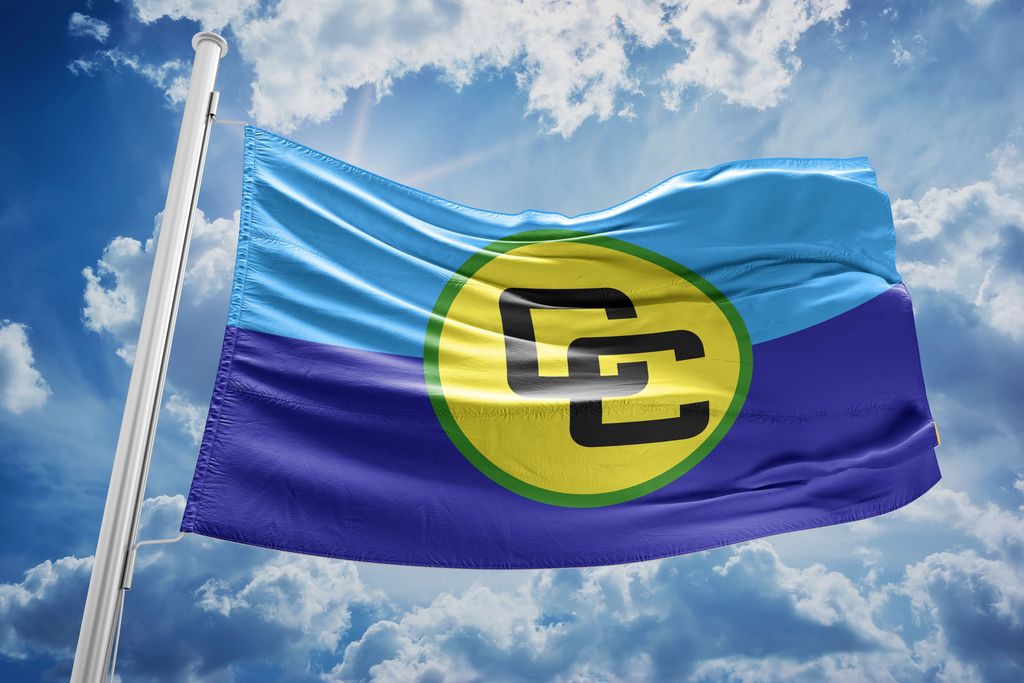 FILE - The flag of the Caribbean Community (CARICOM).