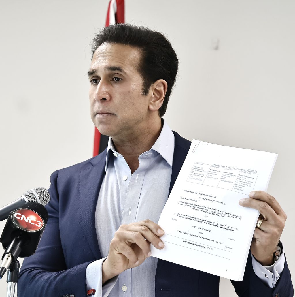 Opposition Senator and former attorney general Faris Al-Rawi speaks to the media about the extradition arrangement T&T has with the US during a briefing at the Office of the Opposition Leader, Port-of-Spain, yesterday.