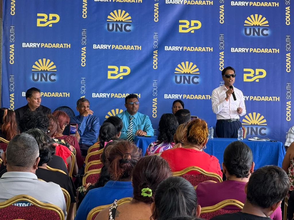 Couva South MP Barry Padarath addresses parents at the book grants and vouchers distribution ceremony in the Couva South constituency, on Wednesday 3 September 2025. [Image courtesy the Office of the Member of Parliament for Couva South]